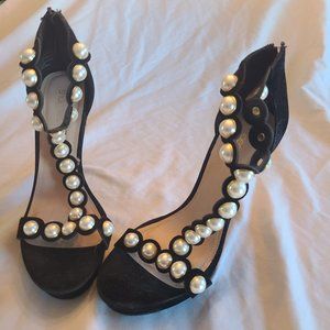 Black pearl trimmed heels